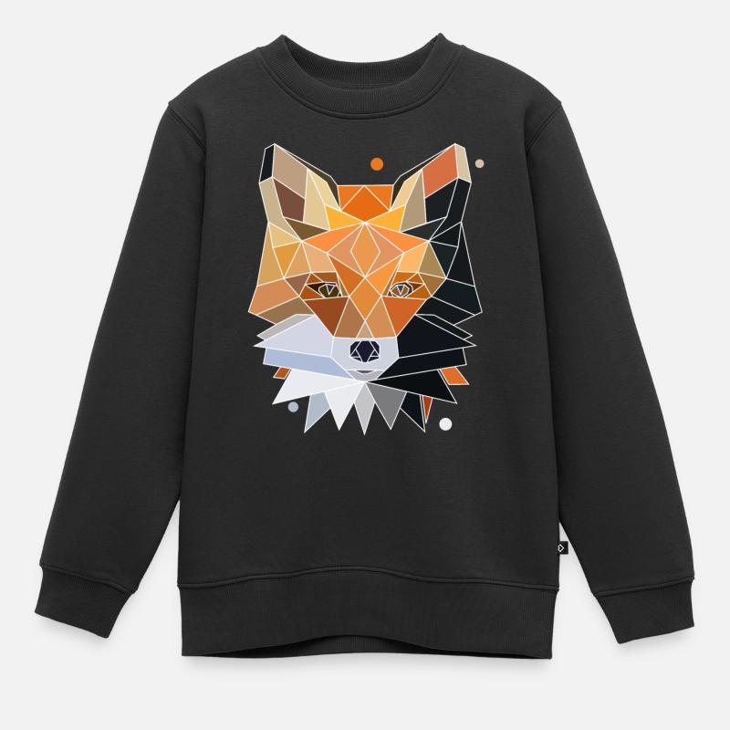 Fuchs Polygon Design - Kinder Premium Organic Sweatshirt - Schwarz