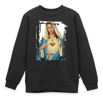 Holly Mary Maria Madonna Mariana Vierge Marie - Sweat Premium enfant bio - noir - Devant - AI Model Kid Female (0cm)
