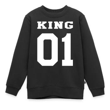 King Queen Partnerlook Beziehung Valentin Geschenk - Kinder Premium Organic Sweatshirt - Schwarz - Vorne - AI Model Kid Female (0cm)
