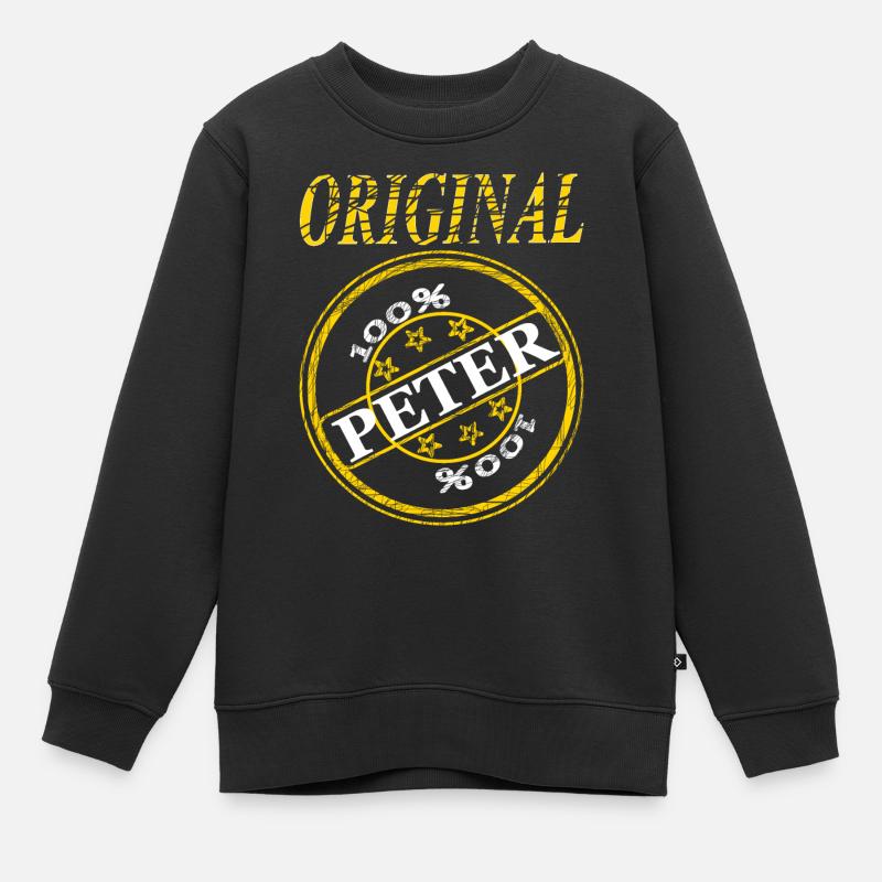 je m'appelle Peter Original Peter 100% Peter - Sweat Premium enfant bio - noir