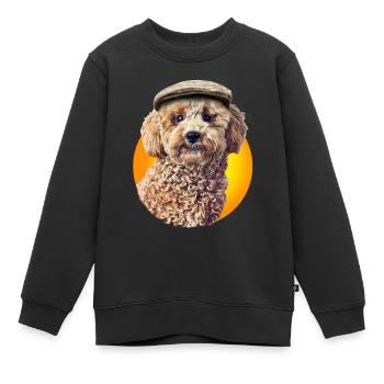 Pudel Pepe mit Mütze - Kinder Premium Organic Sweatshirt - Schwarz - Vorne - AI Model Kid Female (0cm)