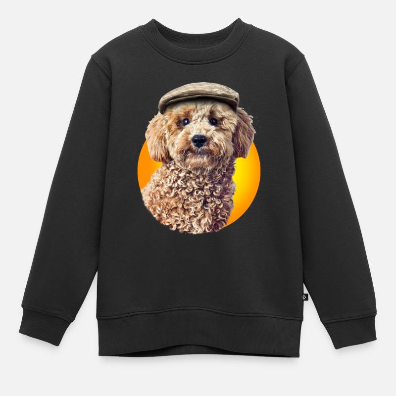 Poodle Pepe with cap - Kids Premium Organic Sweatshirt - black
