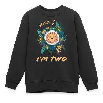 Chemise d’anniversaire pour enfants 2 ans Lion Jungle - Sweat Premium enfant bio - noir - Devant - AI Model Kid Female (0cm)