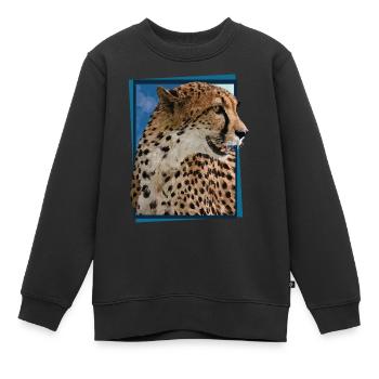 Gepard - Kinder Premium Organic Sweatshirt - Schwarz - Vorne - AI Model Kid Female (0cm)