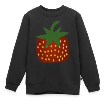 Lustige eckige Erdbeere Geschenkidee - Kinder Premium Organic Sweatshirt - Schwarz - Vorne - AI Model Kid Female (0cm)