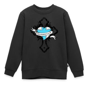 Marseille - Sweat Premium enfant bio - noir - Devant - AI Model Kid Female (0cm)