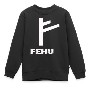 Wikinger Rune Fehu - Kinder Premium Organic Sweatshirt - Schwarz - Vorne - AI Model Kid Female (0cm)