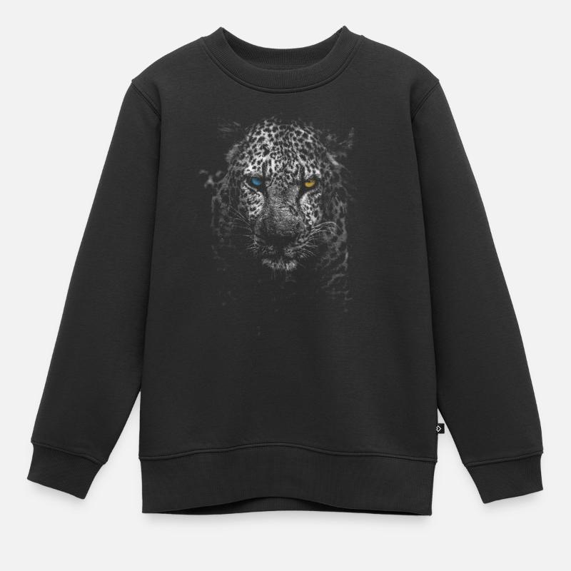 weißer Leopard - Kinder Premium Organic Sweatshirt - Schwarz