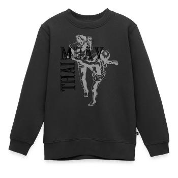 Boxe Combat Muay Thai - Sweat Premium enfant bio - noir - Devant - AI Model Kid Female (0cm)