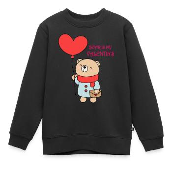 Bear is my valentin's ,valentin's day - Sweat Premium enfant bio - noir - Devant - AI Model Kid Female (0cm)
