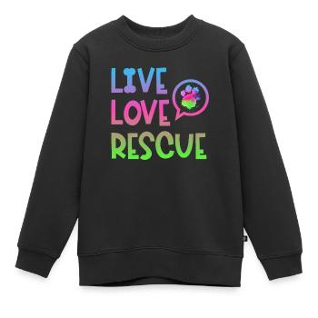 Recherche chien de sauvetage chien d’assistance patte - Sweat Premium enfant bio - noir - Devant - AI Model Kid Female (0cm)