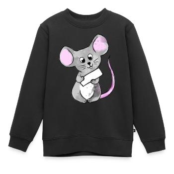 Souris Enfants Bébé personnalisable - Sweat Premium enfant bio - noir - Devant - AI Model Kid Female (0cm)