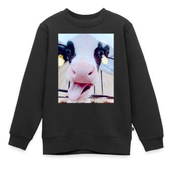 Cow Smile - Kinder Premium Organic Sweatshirt - Schwarz - Vorne - AI Model Kid Female (0cm)