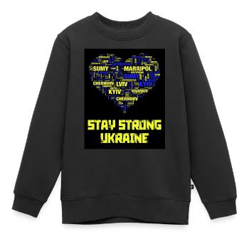 Ukraine - Sweat Premium enfant bio - noir - Devant - AI Model Kid Female (0cm)