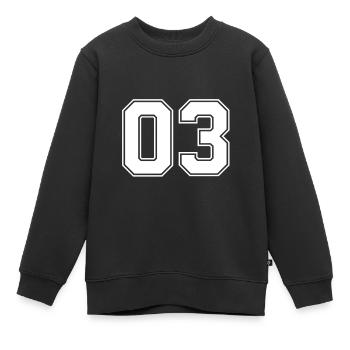 03 Nummer - Kinder Premium Organic Sweatshirt - Schwarz - Vorne - AI Model Kid Female (0cm)