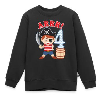 4ème anniversaire petit pirate 4 ans pirates - Sweat Premium enfant bio - noir - Devant - AI Model Kid Female (0cm)