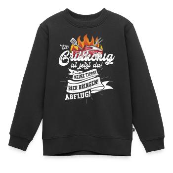 Grillparty Motiv mit Fleisch und Flammen - Kinder Premium Organic Sweatshirt - Schwarz - Vorne - AI Model Kid Female (0cm)