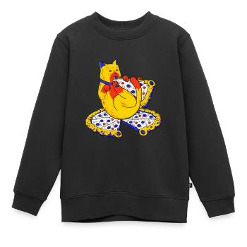 Chat Gourmand - Sweat Premium enfant bio - noir - Devant - AI Model Kid Female (0cm)