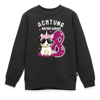 Kinder Geburtstag 8 Jahre Einhorn Mädchen T-shirt - Kinder Premium Organic Sweatshirt - Schwarz - Vorne - AI Model Kid Female (0cm)