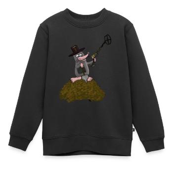 Taupe avec détecteur et bêche - Sweat Premium enfant bio - noir - Devant - AI Model Kid Female (0cm)