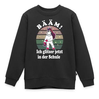 Einhorn Schulanfang Schulkind Bääm - Kinder Premium Organic Sweatshirt - Schwarz - Vorne - AI Model Kid Female (0cm)