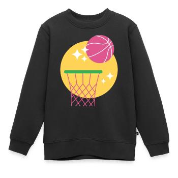 Basketball Korb Design - Kinder Premium Organic Sweatshirt - Schwarz - Vorne - AI Model Kid Female (0cm)