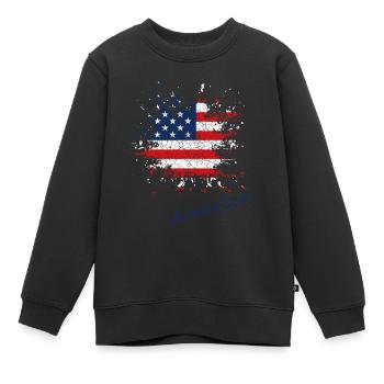 America USA - Kinder Premium Organic Sweatshirt - Schwarz - Vorne - AI Model Kid Female (0cm)