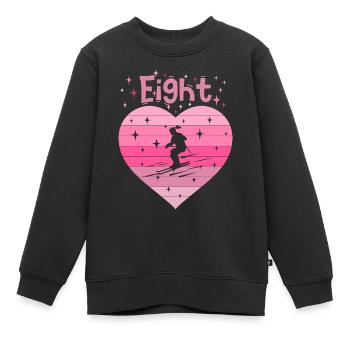 Herz Liebe Hobby Skifahren 8. Geburtstag - Kinder Premium Organic Sweatshirt - Schwarz - Vorne - AI Model Kid Female (0cm)