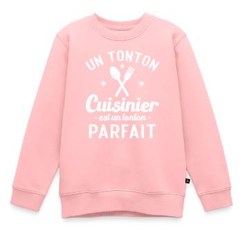 Un tonton cuisinier est un tonton parfait - Sweat Premium enfant bio - rose - Devant - AI Model Kid Female (0cm)