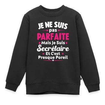 Je suis secrétaire - Sweat Premium enfant bio - noir - Devant - AI Model Kid Female (0cm)
