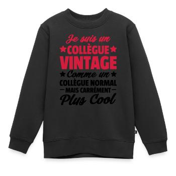 je suis un collègue vintage / cadeau collègue - Sweat Premium enfant bio - noir - Devant - AI Model Kid Female (0cm)