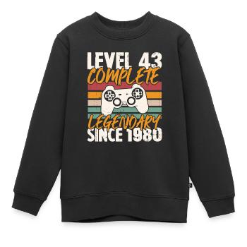 Geburtstagsgeschenk, Level 43 Complete 1980 - Kinder Premium Organic Sweatshirt - Schwarz - Vorne - AI Model Kid Female (0cm)
