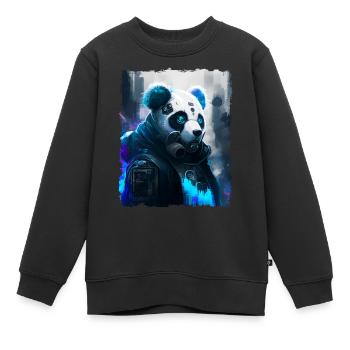 Panda Cyber Future - Sweat Premium enfant bio - noir - Devant - AI Model Kid Female (0cm)
