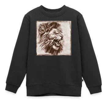 Löwenkopf Profil – majestätische Löwenzeichnung - Kinder Premium Organic Sweatshirt - Schwarz - Vorne - AI Model Kid Female (0cm)