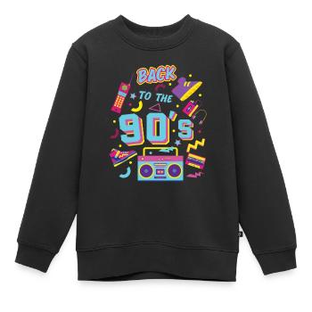 Retour des années 90's - Sweat Premium enfant bio - noir - Devant - AI Model Kid Female (0cm)