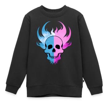Feuerschädel Rauch pink Skelett Flammen 4 - Kinder Premium Organic Sweatshirt - Schwarz - Vorne - AI Model Kid Female (0cm)