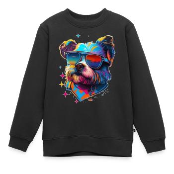West Highland White Terrier Hipster Chien - Sweat Premium enfant bio - noir - Devant - AI Model Kid Female (0cm)
