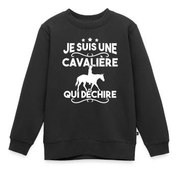 Je suis une cavalière qui déchire - Sweat Premium enfant bio - noir - Devant - AI Model Kid Female (0cm)