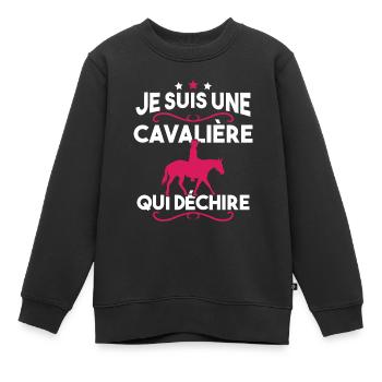 Je suis une cavalière qui déchire - Sweat Premium enfant bio - noir - Devant - AI Model Kid Female (0cm)