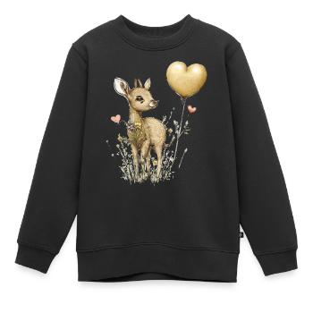 Mignon chevreuil - Sweat Premium enfant bio - noir - Devant - AI Model Kid Female (0cm)