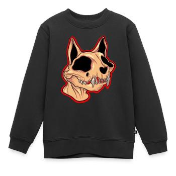 Katzenschädel - Kinder Premium Organic Sweatshirt - Schwarz - Vorne - AI Model Kid Female (0cm)