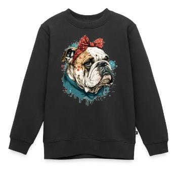 Englische Bulldogge - Kinder Premium Organic Sweatshirt - Schwarz - Vorne - AI Model Kid Female (0cm)