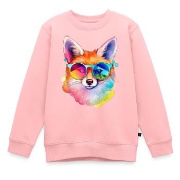 Renard cool coloré avec des lunettes de soleil - Sweat Premium enfant bio - rose - Devant - AI Model Kid Female (0cm)