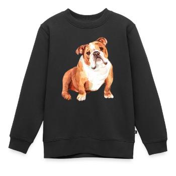 Bulldog et visage de Bulldog - Sweat Premium enfant bio - noir - Devant - AI Model Kid Female (0cm)
