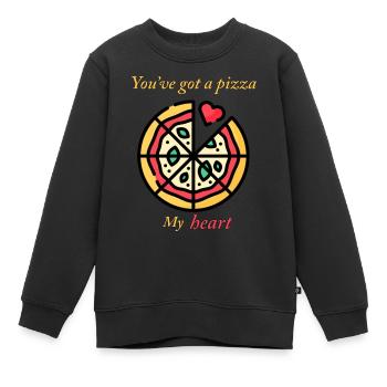 Pizza My Heart - Sweat Premium enfant bio - noir - Devant - AI Model Kid Female (0cm)