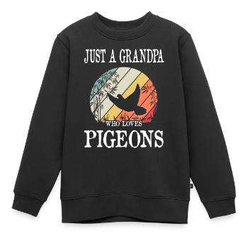 Just A Grandpa Who Loves Pigeons - Kids Premium Organic Sweatshirt - black - Front - AI Model Kid Female (0cm)