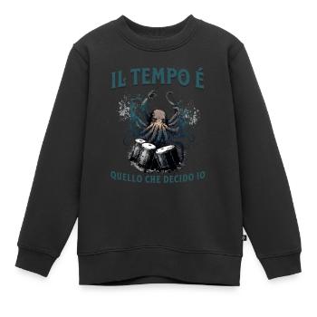 Il Tempo Quello Che Decido Io Strumento Schlagzeug - Kinder Premium Organic Sweatshirt - Schwarz - Vorne - AI Model Kid Female (0cm)