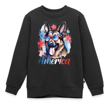 Amerika Hund 4. Juli Unabhängigkeitstag Freiheit - Kinder Premium Organic Sweatshirt - Schwarz - Vorne - AI Model Kid Female (0cm)