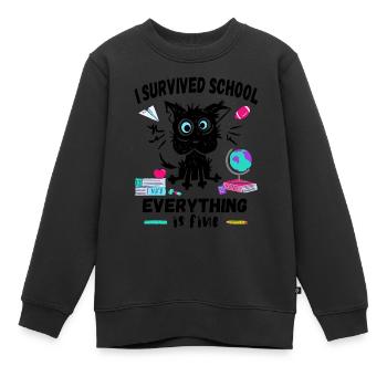 Dernier jour d’école, j’ai survécu à l’école - Sweat Premium enfant bio - noir - Devant - AI Model Kid Female (0cm)