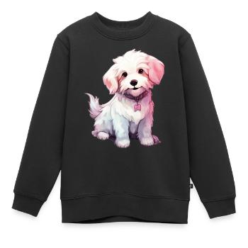 Süsser Malteser Kunst - Kinder Premium Organic Sweatshirt - Schwarz - Vorne - AI Model Kid Female (0cm)